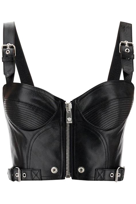 bustiera versace|versace leather bustier tops.